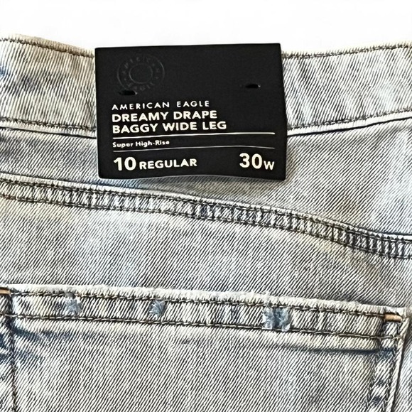 American Eagle Dreamy Drape Baggy Wide Leg Jeans 10 Regular 30W NWT - Picture 6 of 7